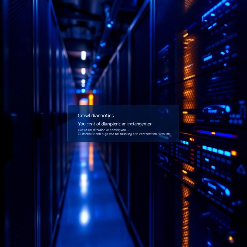 Serverový rack s daty o crawlování a diagnostice technického SEO